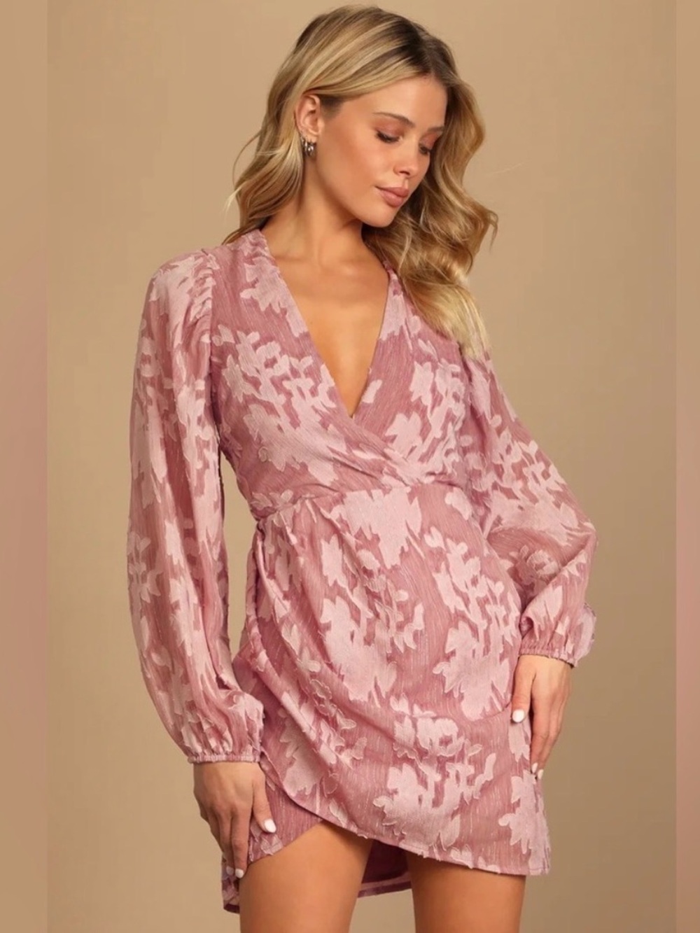 NWT Lulu’s Small Women's Pink Floral Wrap Mini Dress
